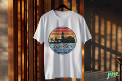Us Virgin Islands Retro Cityscape Sublimation Clipart Product Image 3
