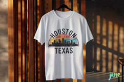Houston Texas Retro Cityscape Sublimation Clipart Product Image 3
