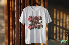 Sleigh Girl Sleigh Retro Christmas Clipart Product Image 3