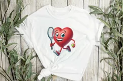 Cartoon Tennis Heart Character Clipart Product Image 3