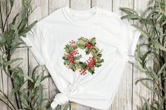 Vintage 1960s Holly Wreath Sublimation Clipart Product Image 3