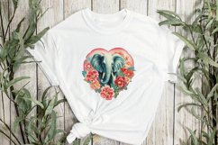 Vintage Elephant With Rose Flowers Clipart Product Image 3