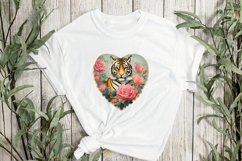 Vintage Tiger With Rose Flowers Clipart Product Image 3