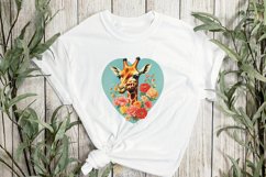 Vintage Giraffe With Rose Flowers Clipart Product Image 3
