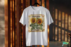 Sunflower Seeds Vintage Flowers Clipart Seed Packet Product Image 3