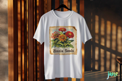 Zinnia Seeds Vintage Flowers Clipart Seed Packet Product Image 3