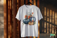 Watercolor Pumpkin Blue Fall Clipart Product Image 3