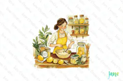 Watercolor Lemon Girl Clipart PNG File Product Image 1