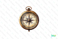 Watercolor Pirate Compass Clipart Product Image 1