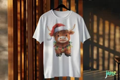 Cute Christmas Farm Animal Highland Cow Clipart Product Image 3