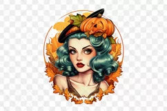 Vintage Pin Up Halloween Girl Clipart Product Image 2