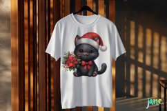 Christmas Black Cat And Poinsettia Clipart Product Image 3