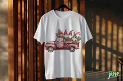 Christmas Red Buffalo Plaid Gnomes Truck Clipart Product Image 3