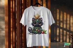 Sparkling Christmas Black Cat Character Clipart Product Image 3