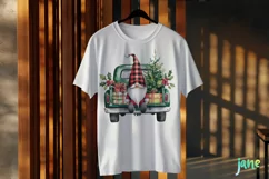 Christmas Red Buffalo Plaid Gnomes Truck Clipart Product Image 3