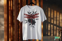 Dragonfly And Rose Flowers Tatoo Clipart Product Image 3