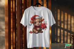 Christmas Highland Cow And Poinsettia Clipart Product Image 3