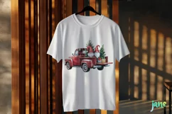 Christmas Red Buffalo Plaid Gnomes Truck Clipart Product Image 3