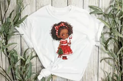 Red Plaid Christmas African Girl Clipart Product Image 2