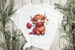 Highland Cow And Rose Clipart Product Image 3