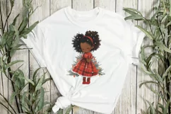 Red Plaid Christmas African Girl Clipart Product Image 2
