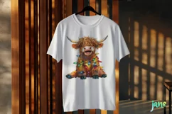 Farm Highland Cow Christmas Lights Clipart Product Image 3