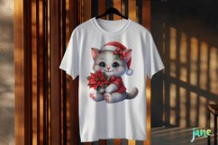 Christmas Cat And Poinsettia Clipart Product Image 3