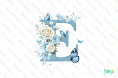 Watercolor Floral Butterflies Letter E Product Image 1
