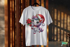 Christmas Unicorn And Poinsettia Clipart Product Image 3