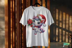Christmas Unicorn And Poinsettia Clipart Product Image 3