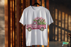 Pink Chinoiserie Spring Tulips Truck Clipart Product Image 3