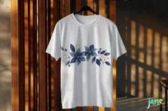 Blue And Gold Christmas Poinsettia Flower Clipart Product Image 3