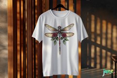 Dragonfly And Rose Flowers Tatoo Clipart Product Image 3