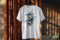 Dragonfly And Lily Flowers Tatoo Clipart Product Image 3