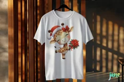 Christmas Giraffe And Poinsettia Clipart Product Image 3