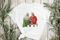 Winter Old Couple In Love Sublimation Clipart Product Image 2