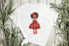 Red Plaid Christmas African Girl Clipart Product Image 2