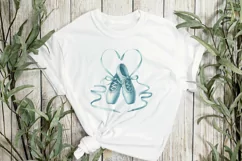 Watercolor Blue Ballerina Shoes Clipart Product Image 2