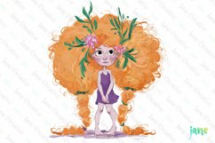 Quirky Plants Girl Sublimation Clipart Product Image 1