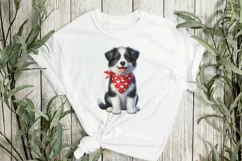 Cute Border Collie Dog Red Bandana Clipart Product Image 2