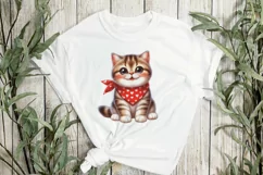 Cute Exotic Shorthair Cat Red Bandana Clipart Product Image 2