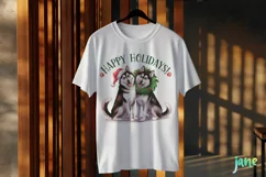 Happy Holidays Husky Sibir Dog Wreath Clipart Product Image 3