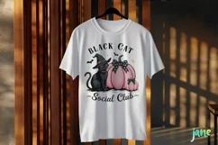 Halloween Pink Black Cat Social Club Sublimation Png Product Image 3