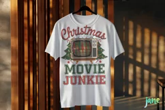 Retro Christmas Movie Junkie Sublimation PNG Product Image 3