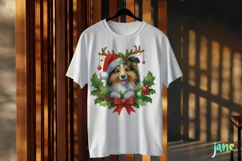 Christmas Shetland Sheepdog Dog Peeking Clipart Product Image 3