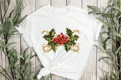Vintage 1960s Holly Wreath Sublimation Clipart Product Image 2