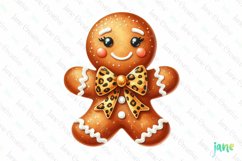 Glitter Leopard Christmas Gingerbread Man Clipart Product Image 1