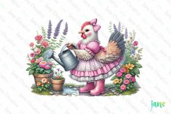 Pink Gingham Hen Mother’s Day Clipart Product Image 1