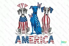 Patriotic Trio Dogs Sublimation Clipart Product Image 1