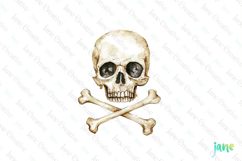 Watercolor Skull Pirate Clipart Product Image 1